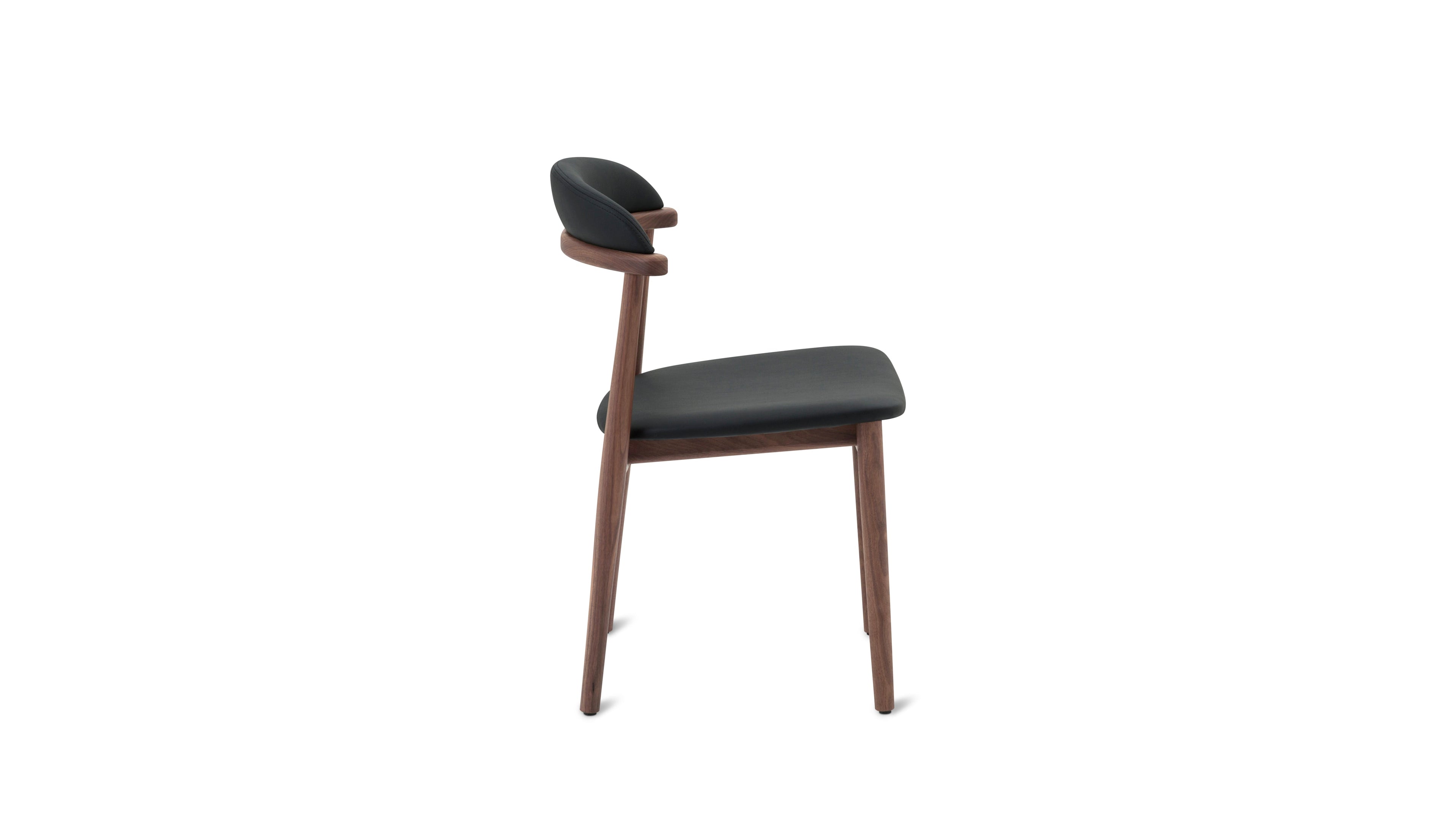 Count On Me Armless Dining Chair (Set of Two), Walnut, Black Seat