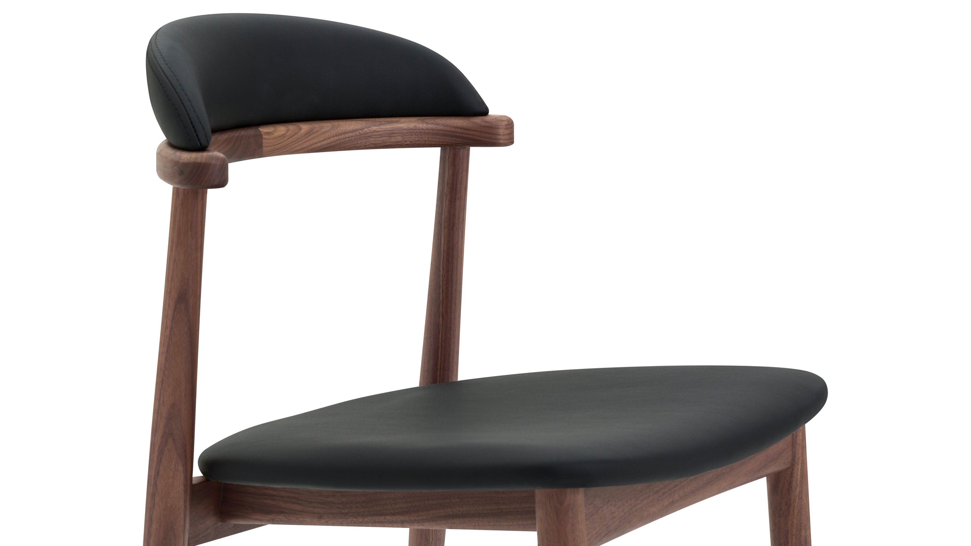 Count On Me Armless Dining Chair (Set of Two), Walnut, Black Seat