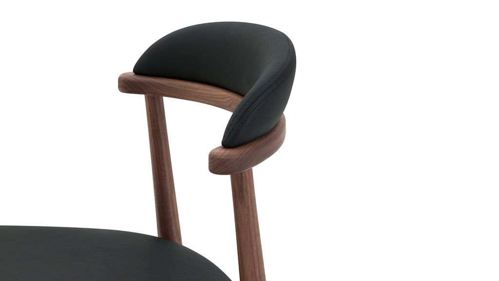 Count On Me Armless Dining Chair (Set of Two), Walnut, Black Seat