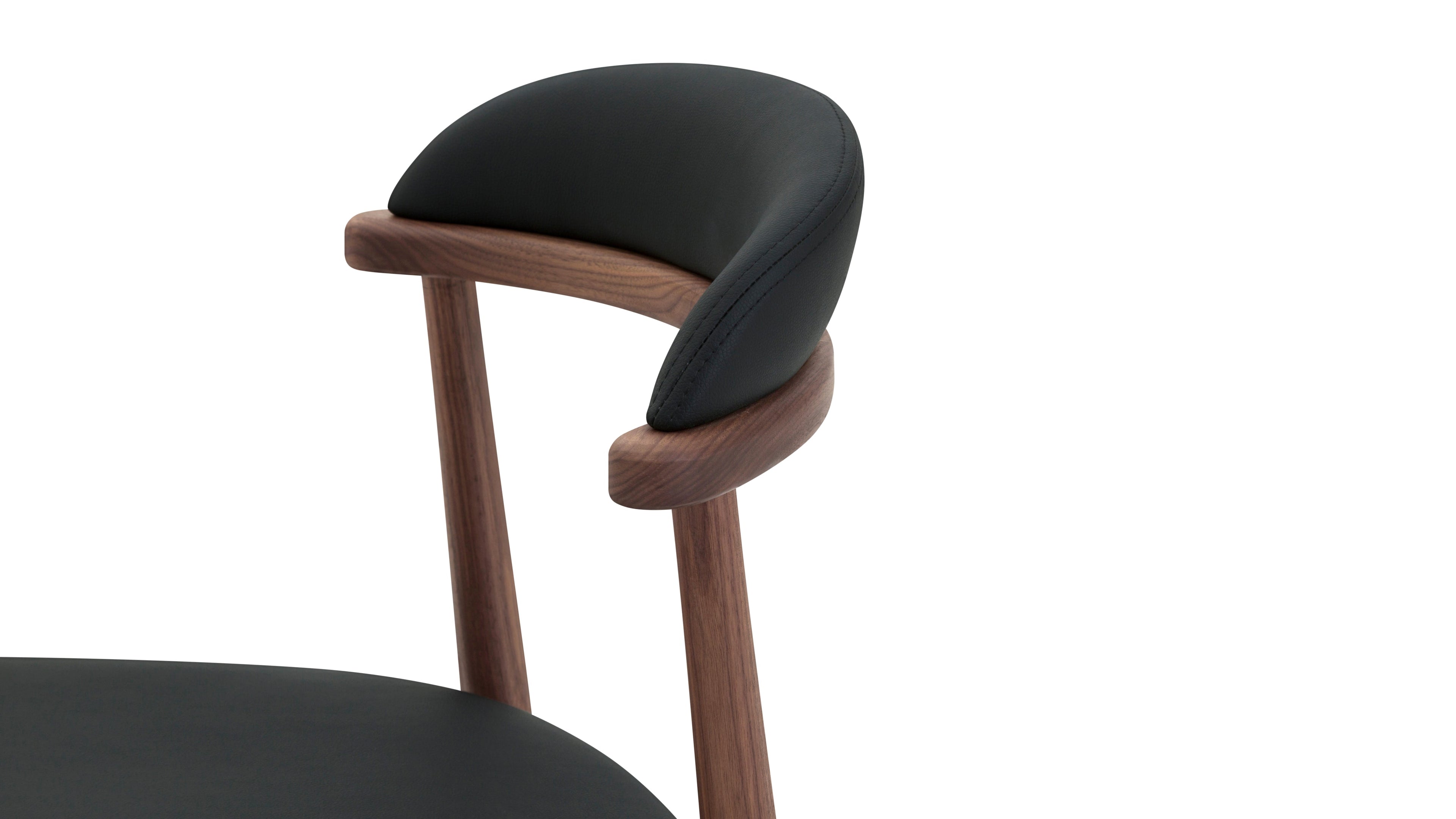 Count On Me Armless Dining Chair (Set of Two), Walnut, Black Seat