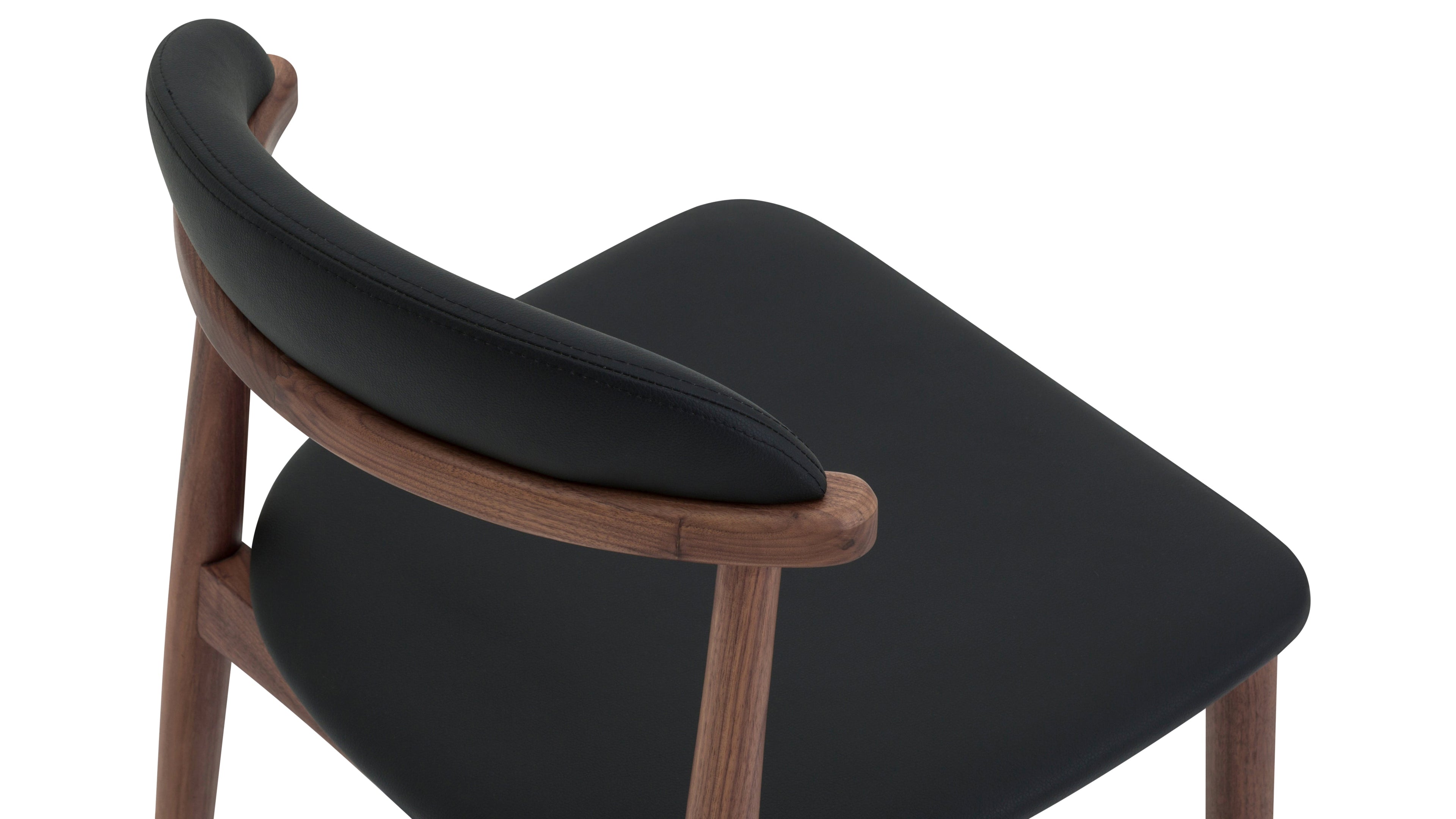 Count On Me Armless Dining Chair (Set of Two), Walnut, Black Seat
