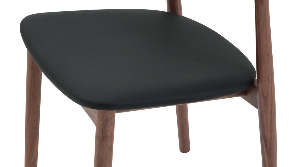 Count On Me Armless Dining Chair (Set of Two), Walnut, Black Seat