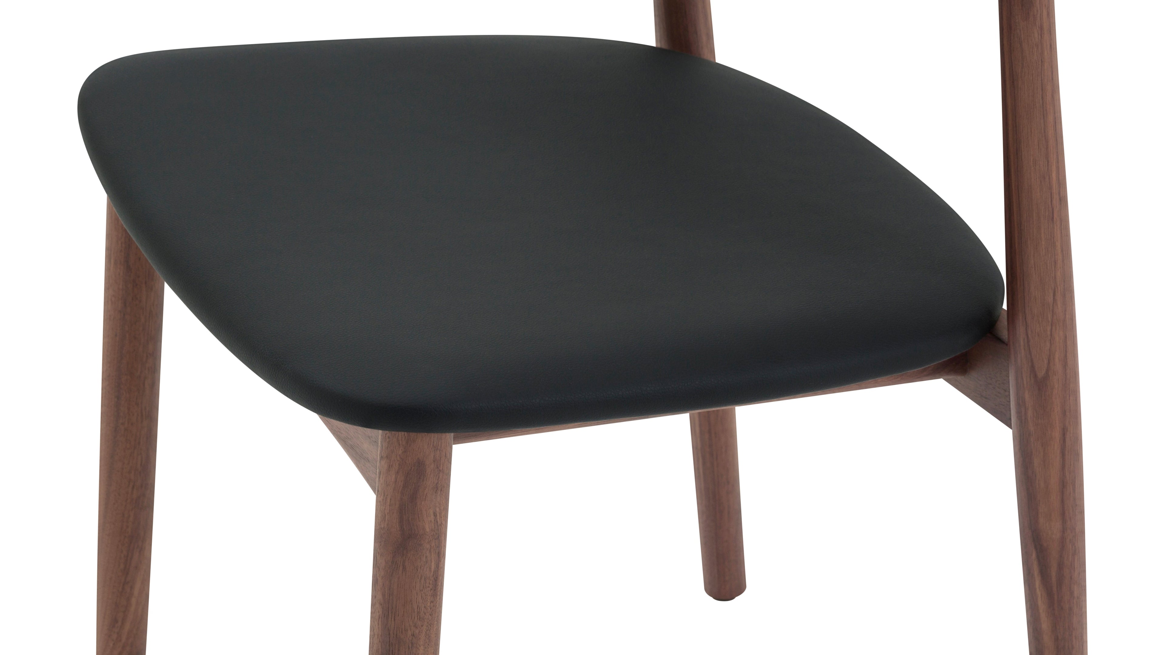 Count On Me Armless Dining Chair (Set of Two), Walnut, Black Seat