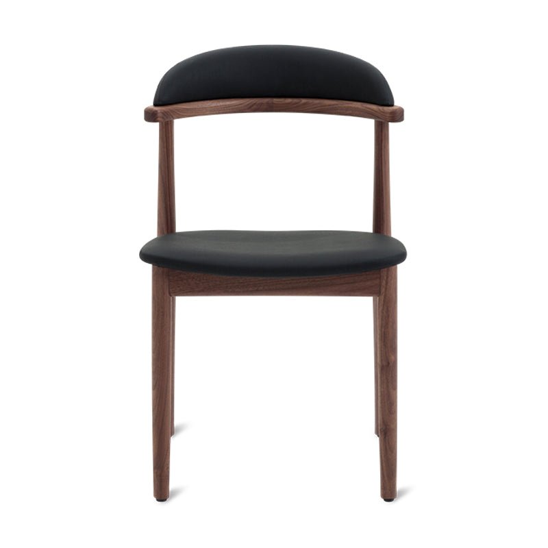 Count On Me Armless Dining Chair (Set of Two), Walnut, Black Seat