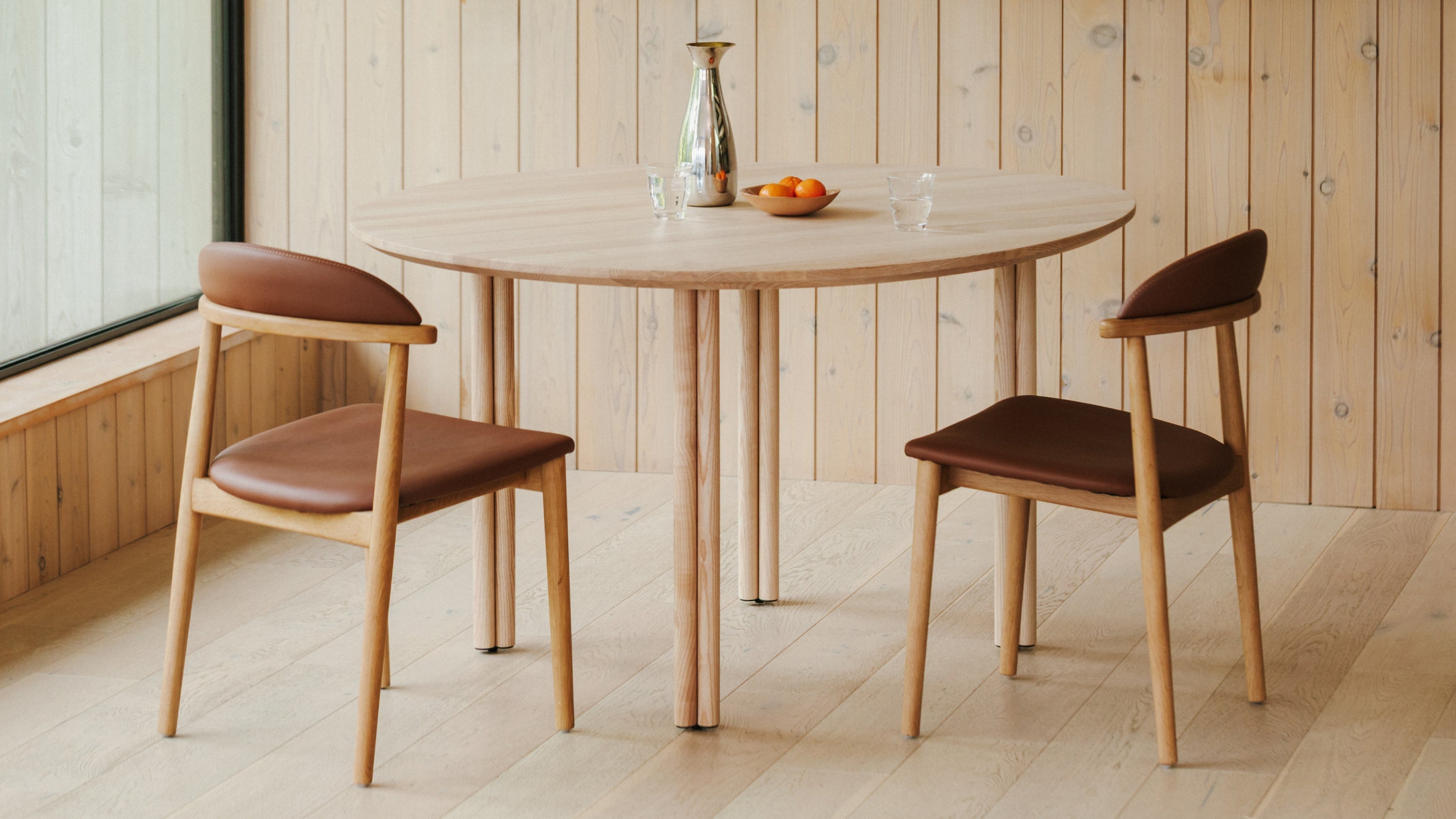 Count On Me Armless Dining Chair (Set of Two), Oak, Brown Seat