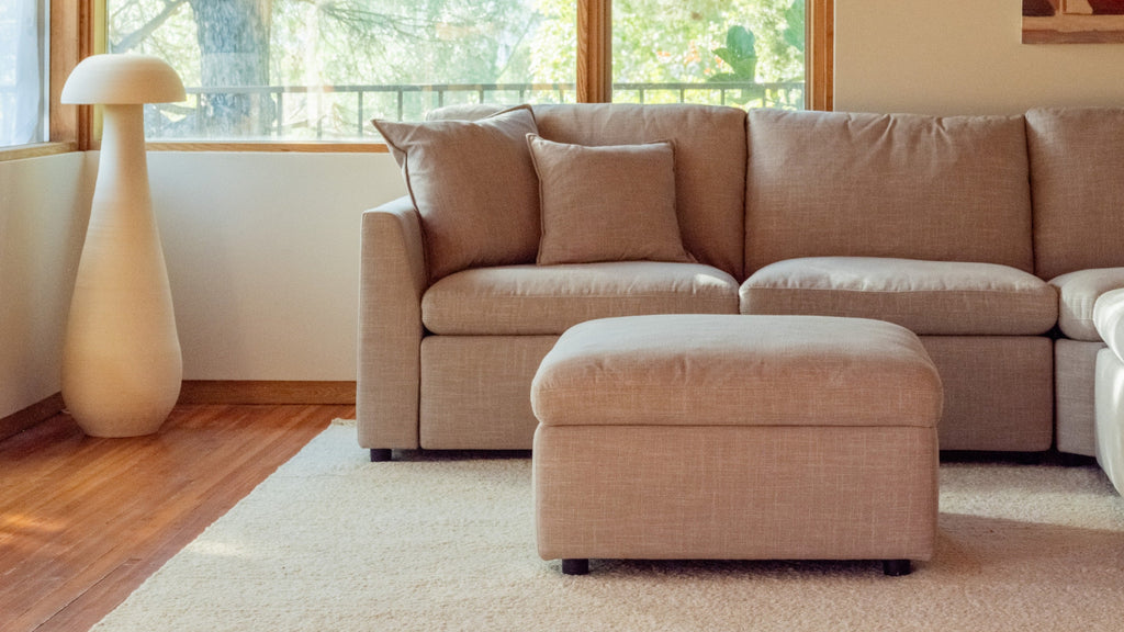 Lift Off Storage Ottoman, Light Pebble