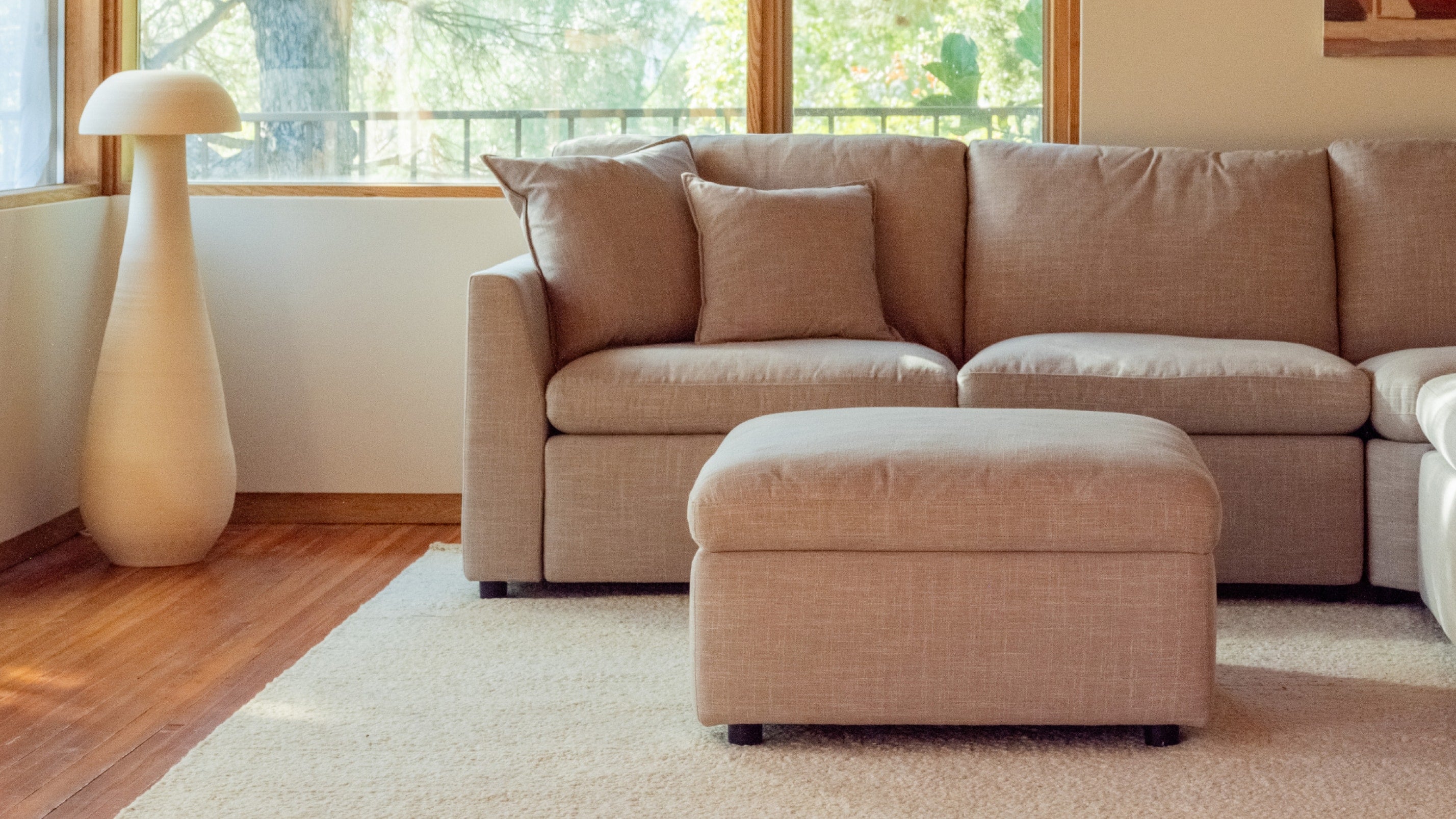 Lift Off Storage Ottoman, Light Pebble