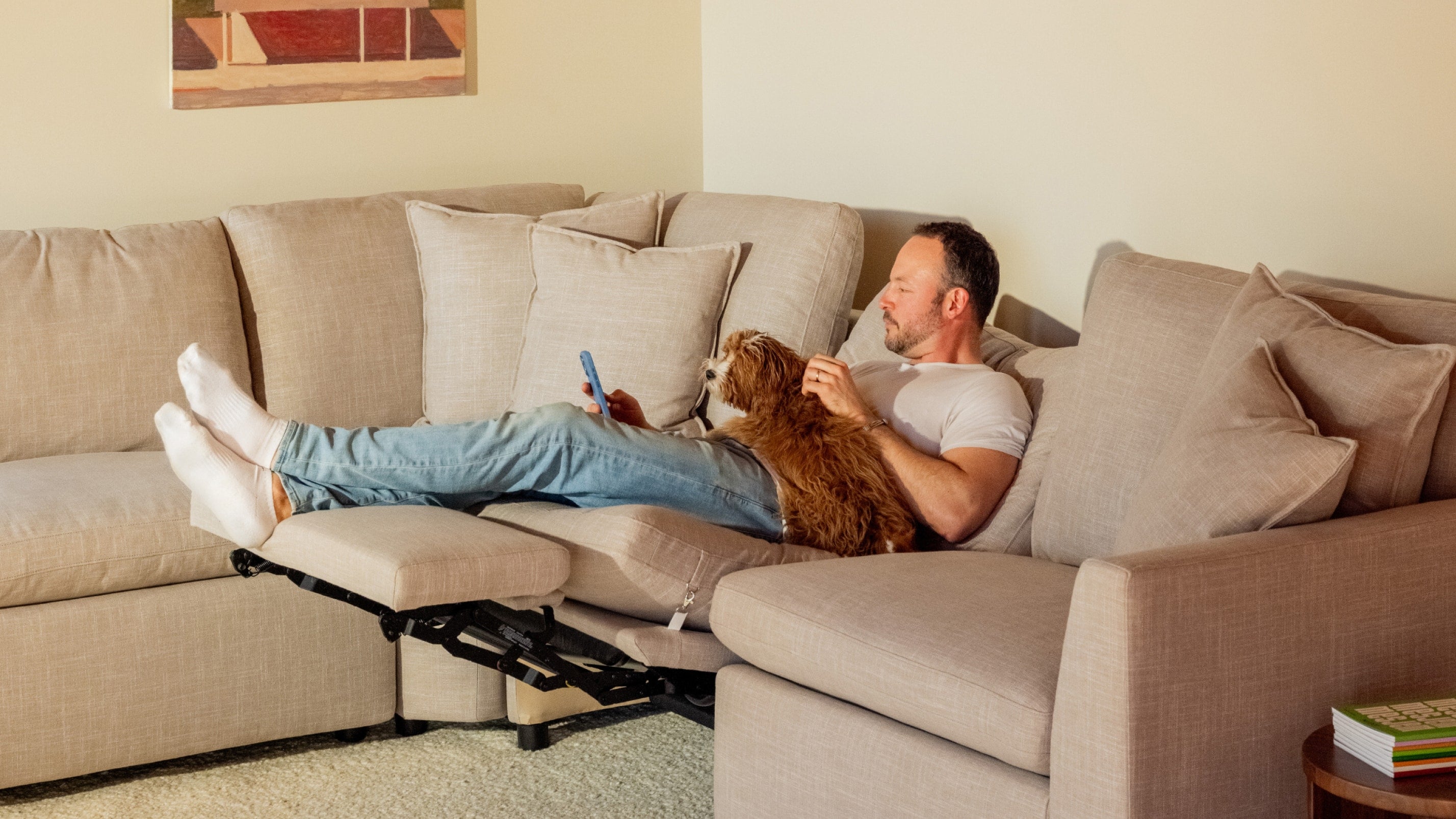 Lift Off Power Recliner 3-Piece Modular Sofa, Light Pebble