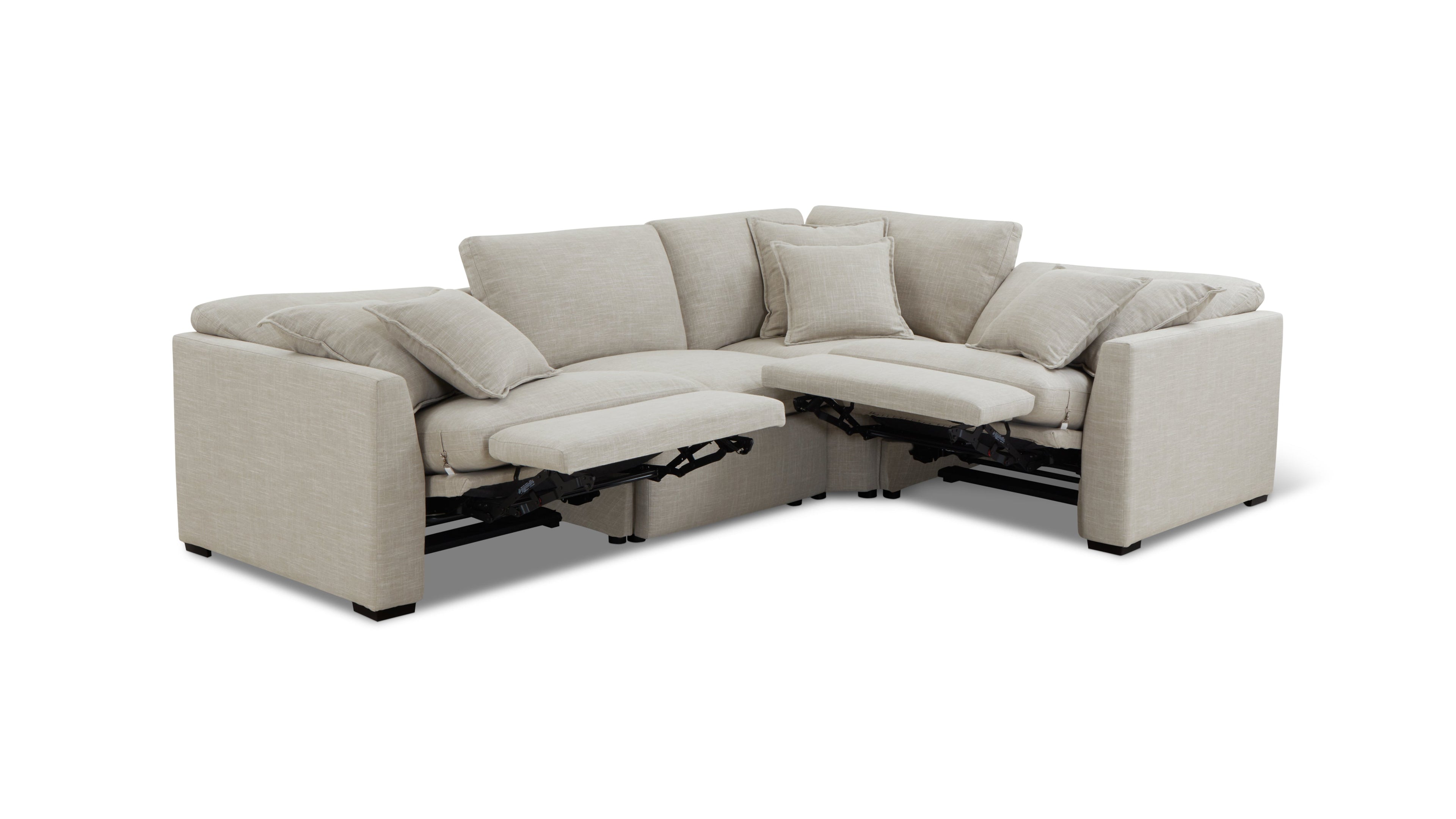Lift Off Power Recliner 4-Piece Modular Sectional, Light Pebble