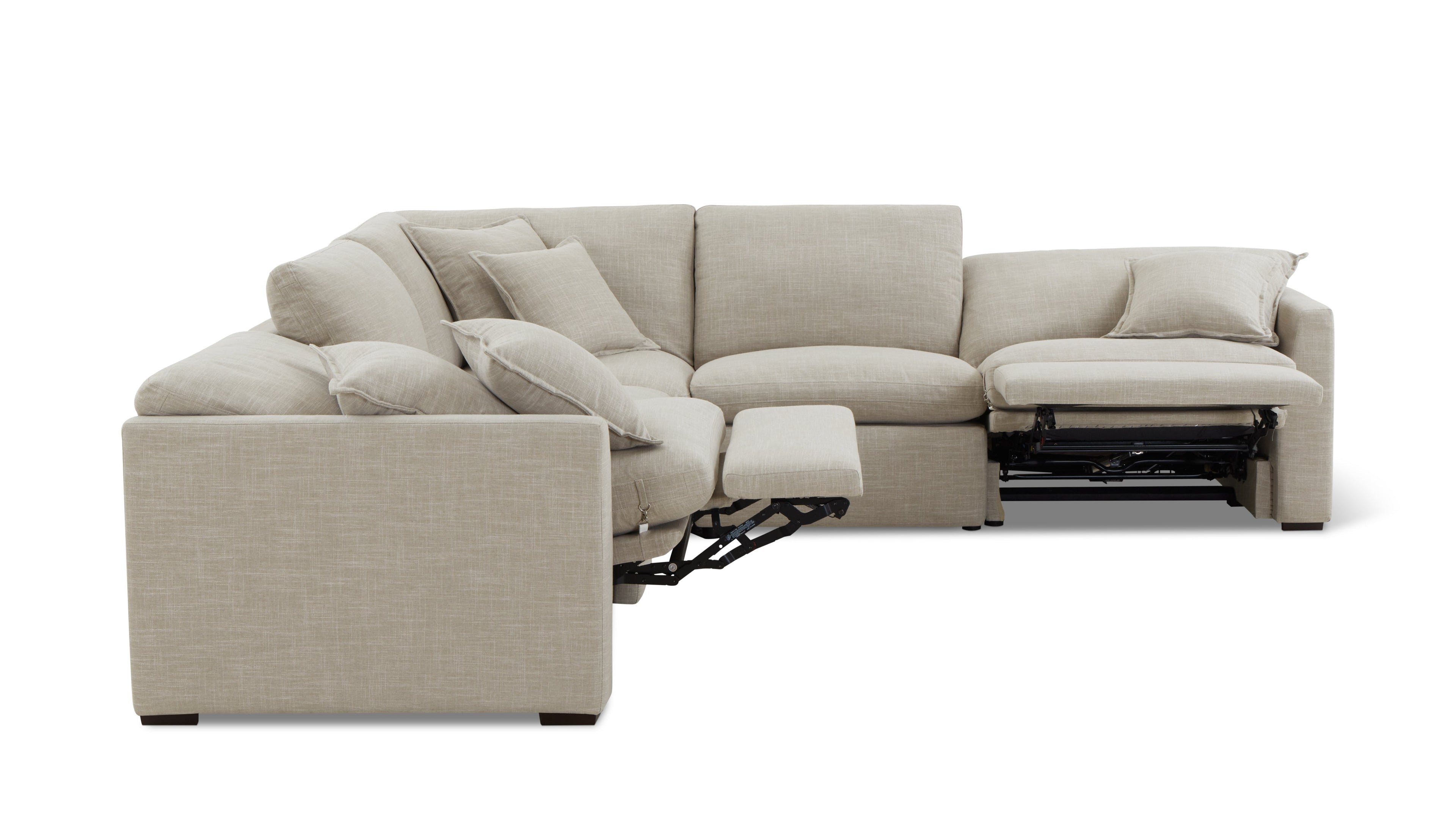 Lift Off Power Recliner 5-Piece Modular Sectional, Light Pebble
