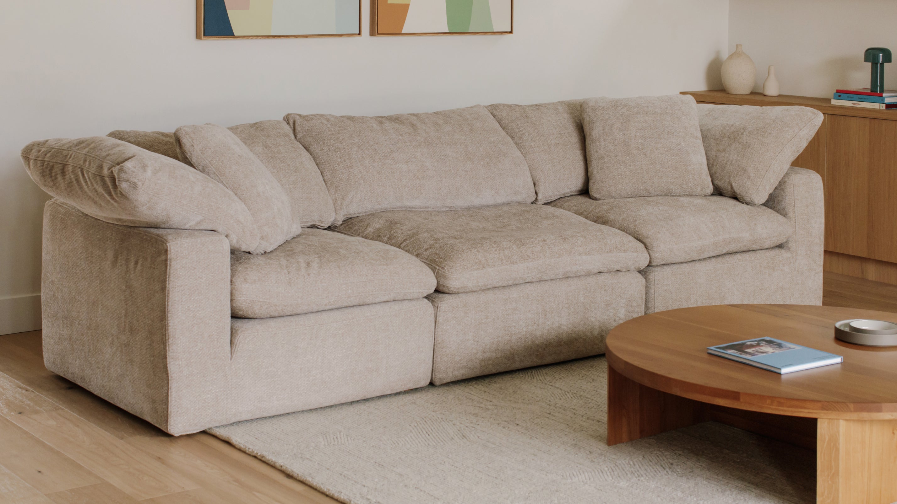 Movie Night™ 3-Piece Modular Sofa, Large, Champagne