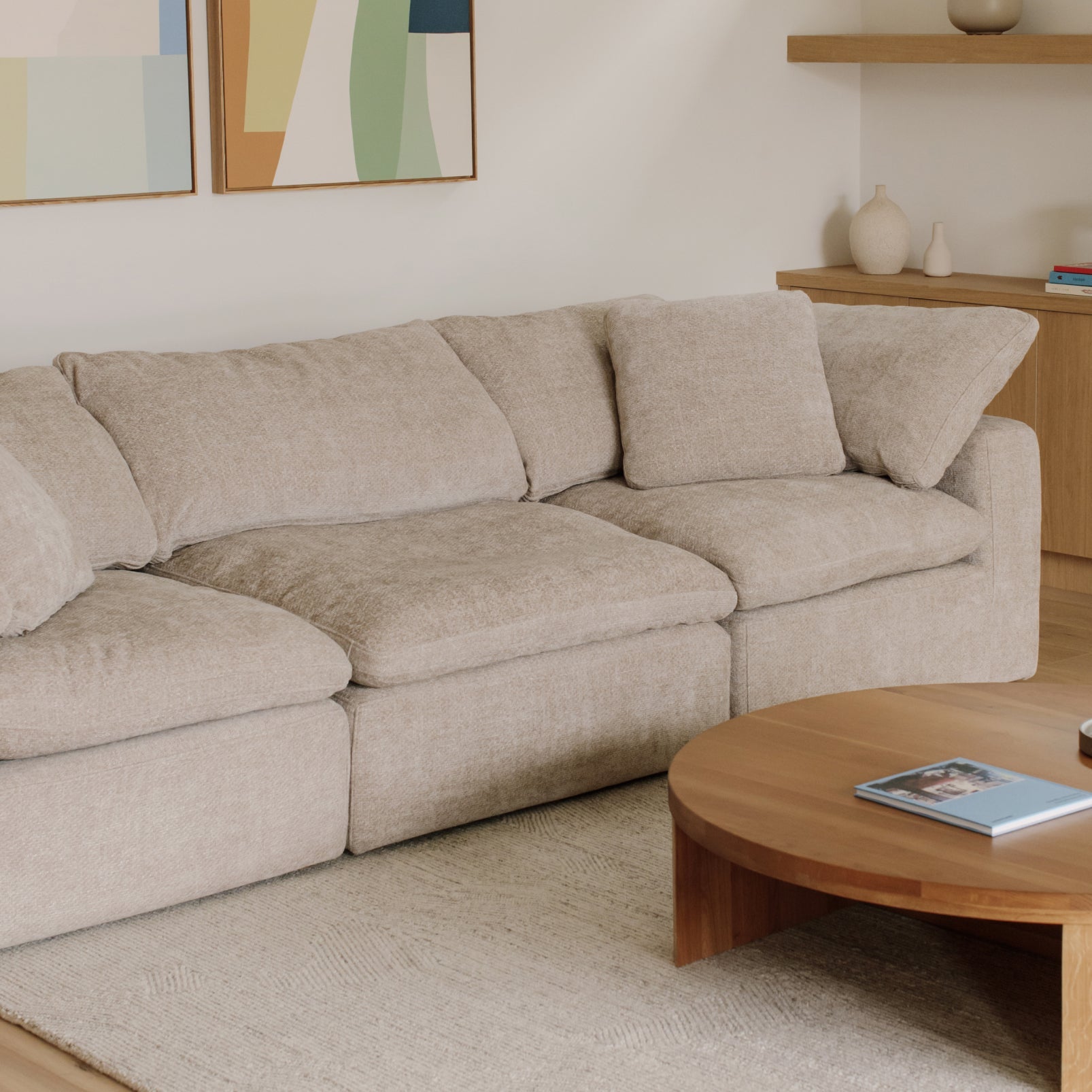 Movie Night™ 3-Piece Modular Sofa, Large, Champagne