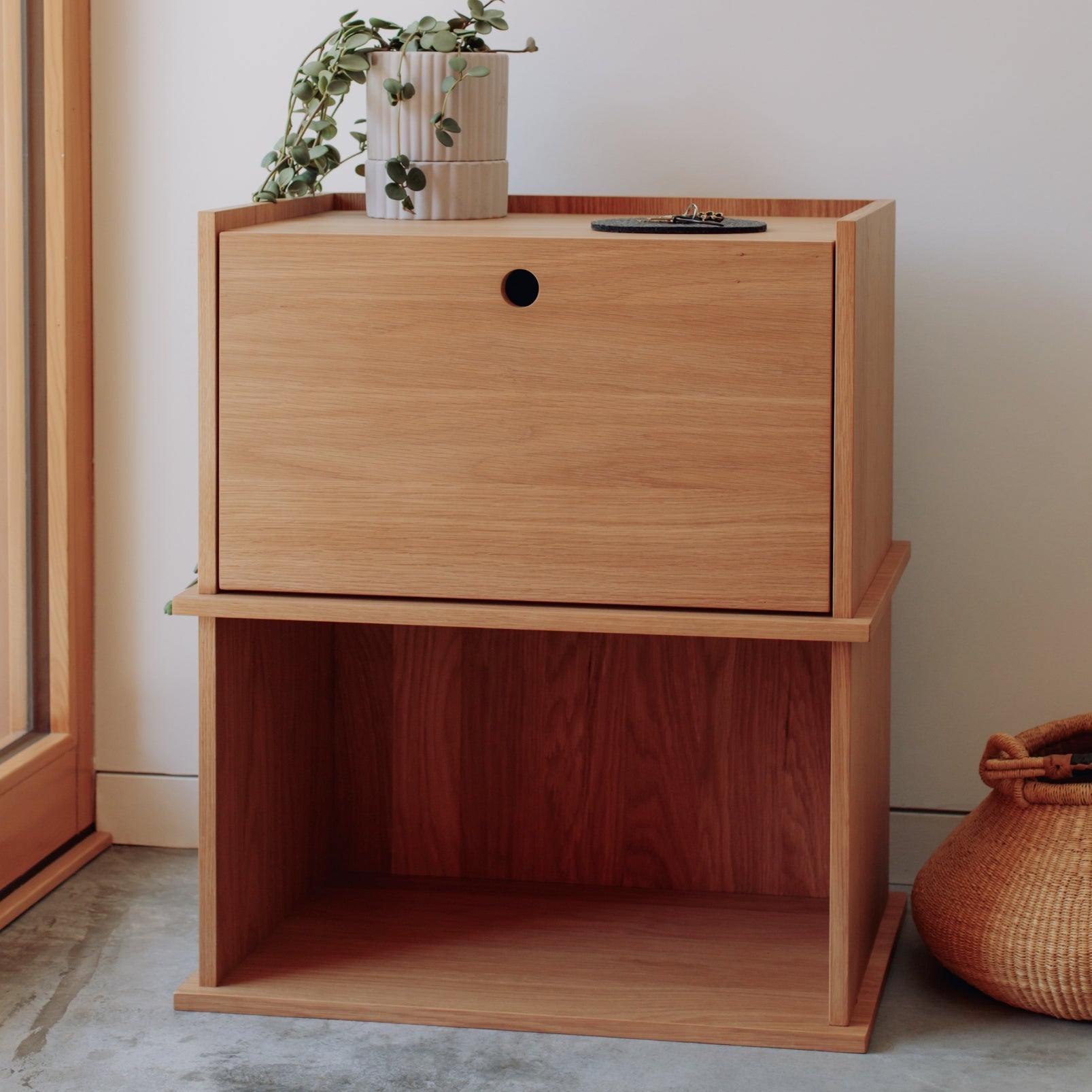 Keep Stacking Storage System 2-Piece, Open and Closed, White Oak