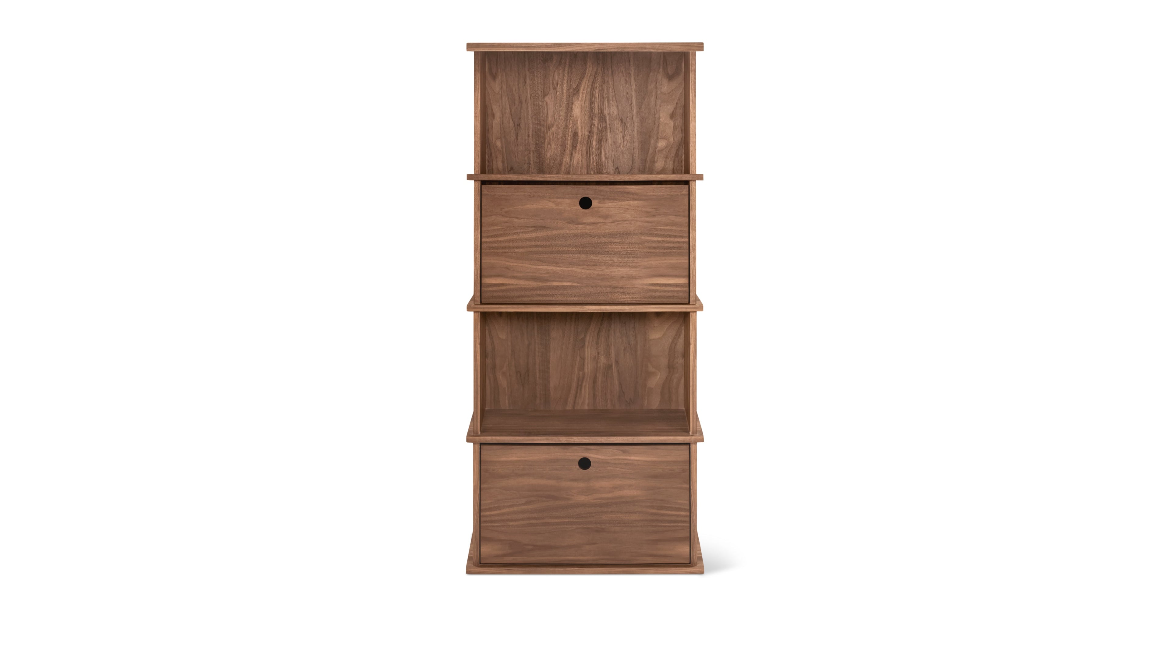 Keep Stacking Storage System 4-Piece Tall, Open and Closed, Walnut