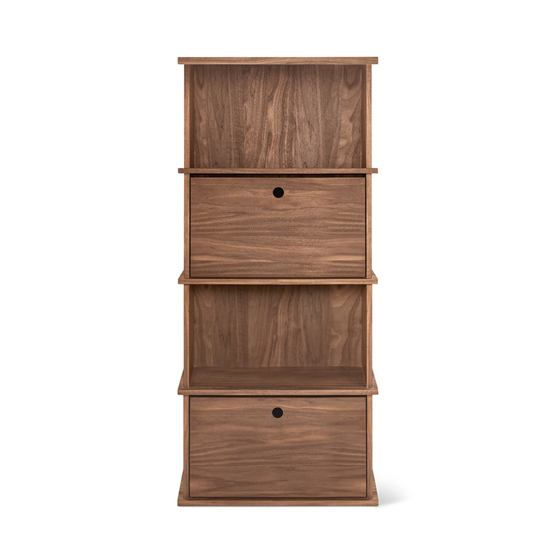 Keep Stacking Storage System 4-Piece Tall, Open and Closed, Walnut