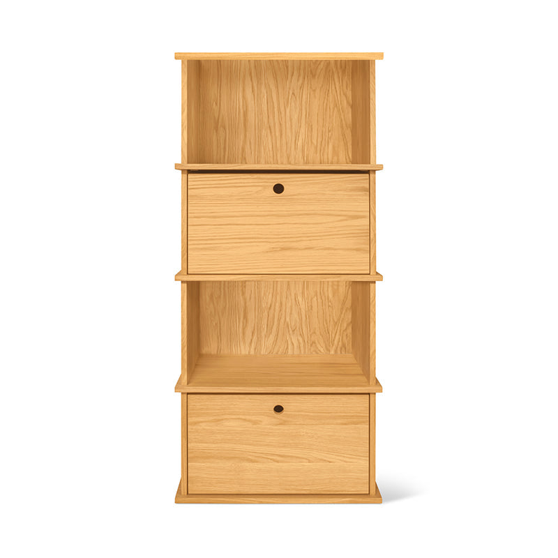 Keep Stacking Storage System 4-Piece Tall, Open and Closed, White Oak