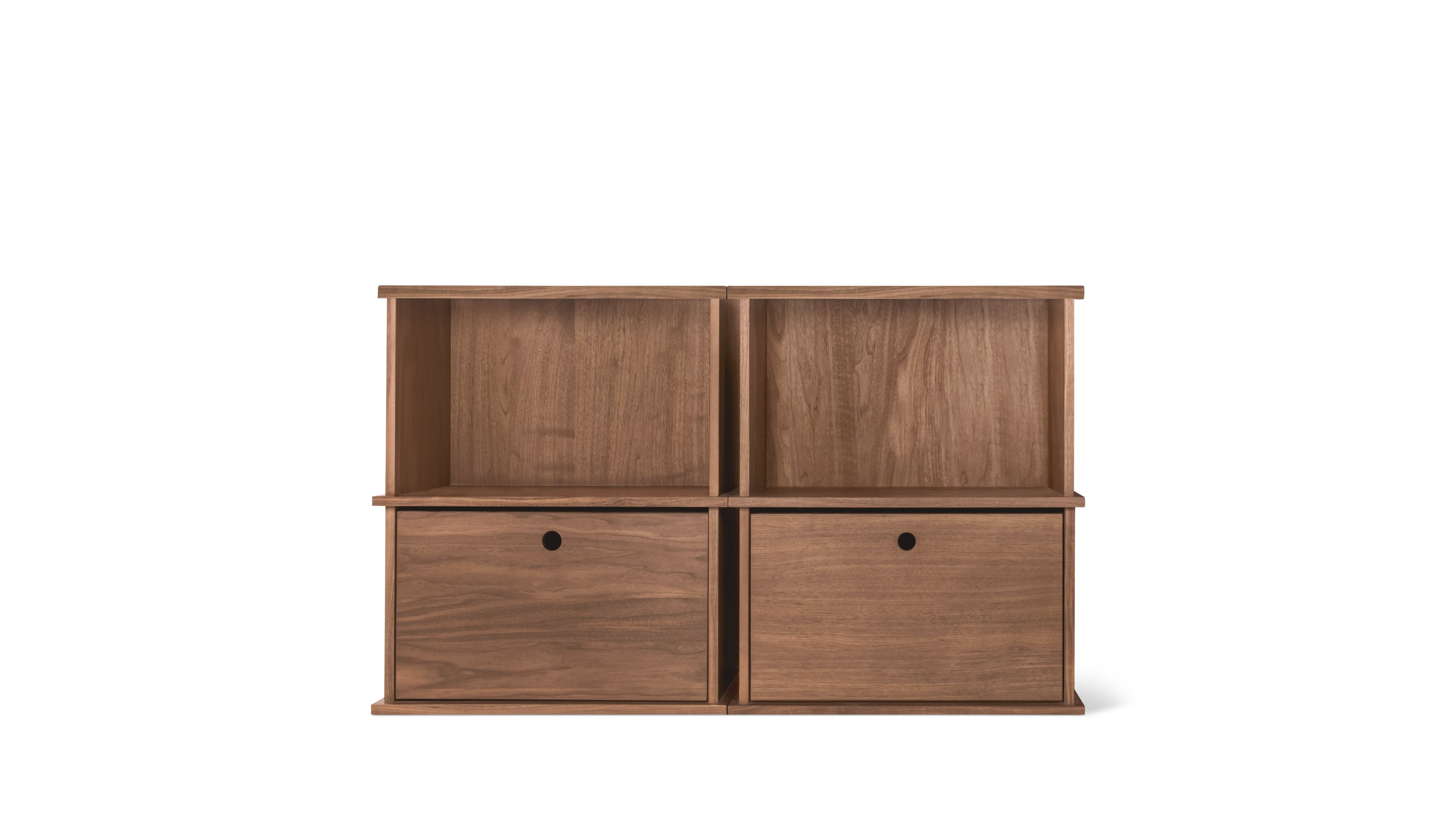 Keep Stacking Storage System 4-Piece, Open and Closed, Walnut