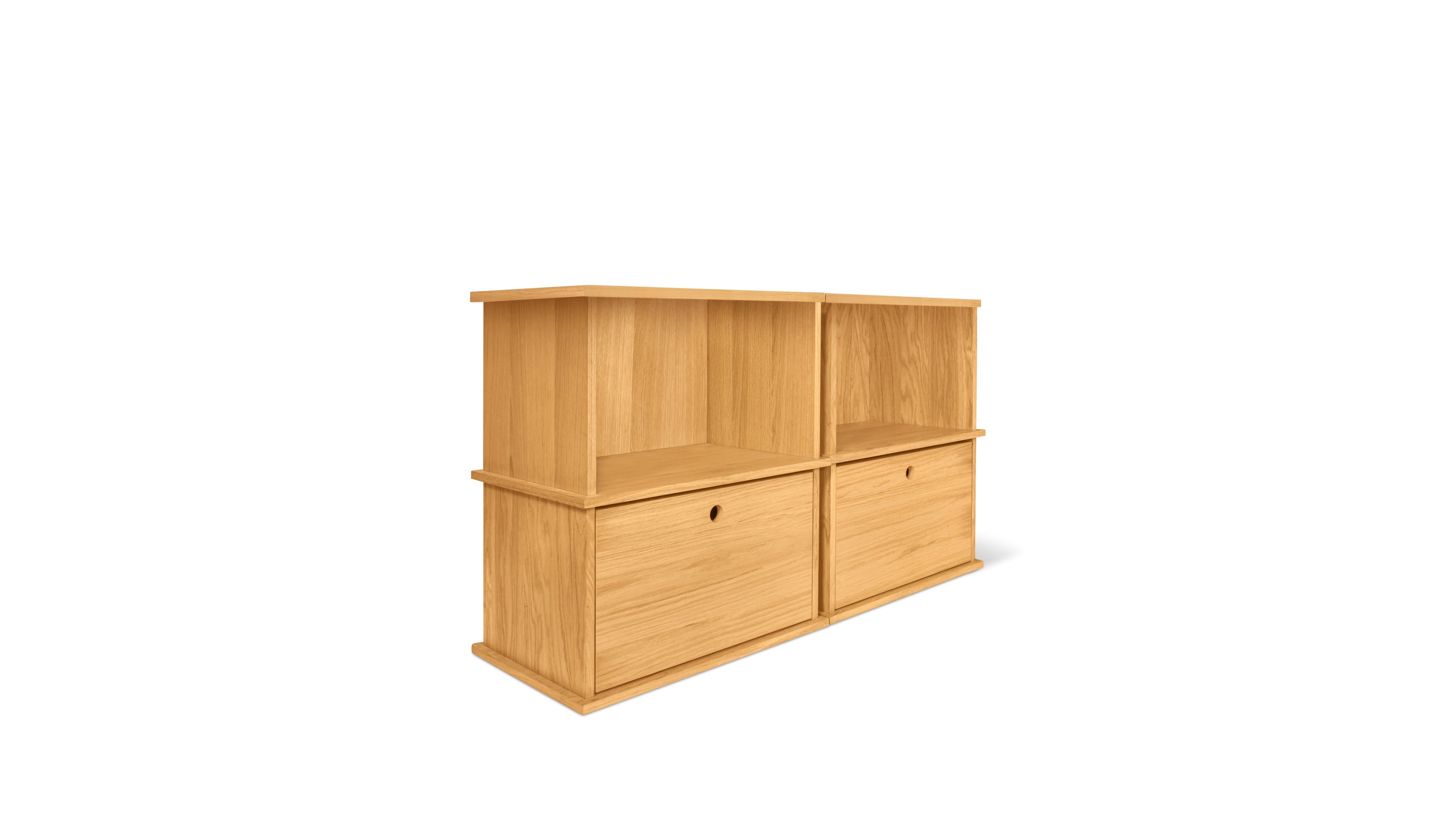 Keep Stacking Storage System 4-Piece, Open and Closed, White Oak