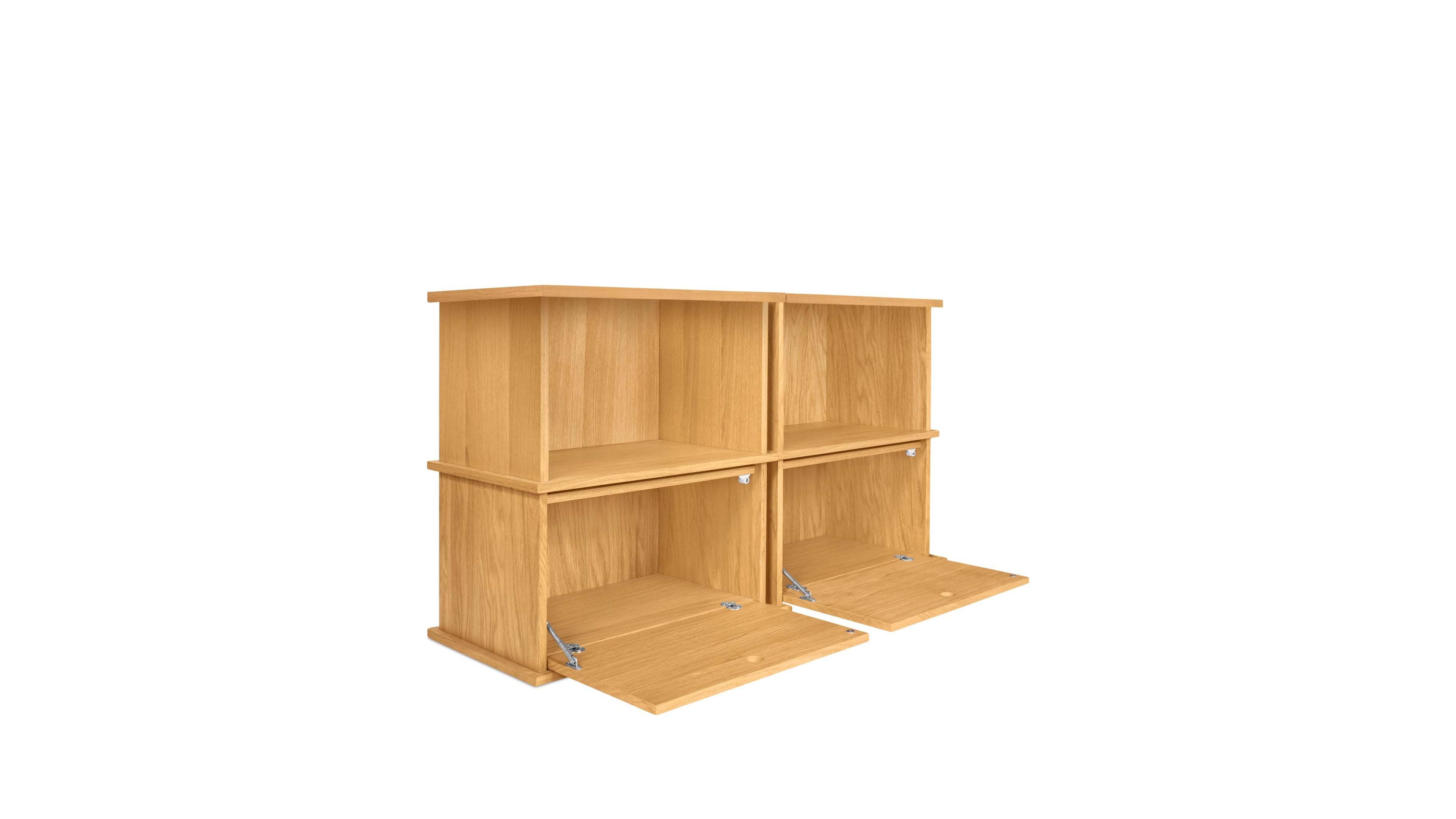 Keep Stacking Storage System 4-Piece, Open and Closed, White Oak