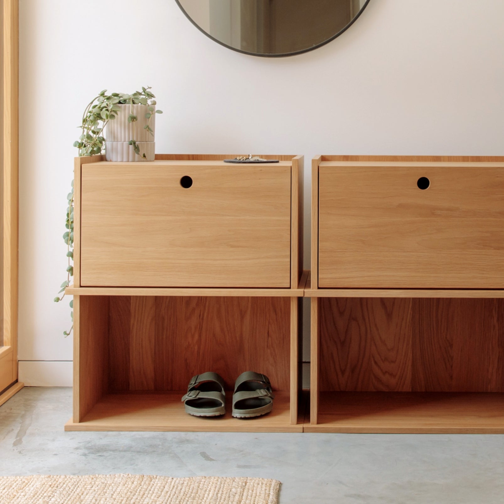 Keep Stacking Storage System 4-Piece, Open and Closed, White Oak