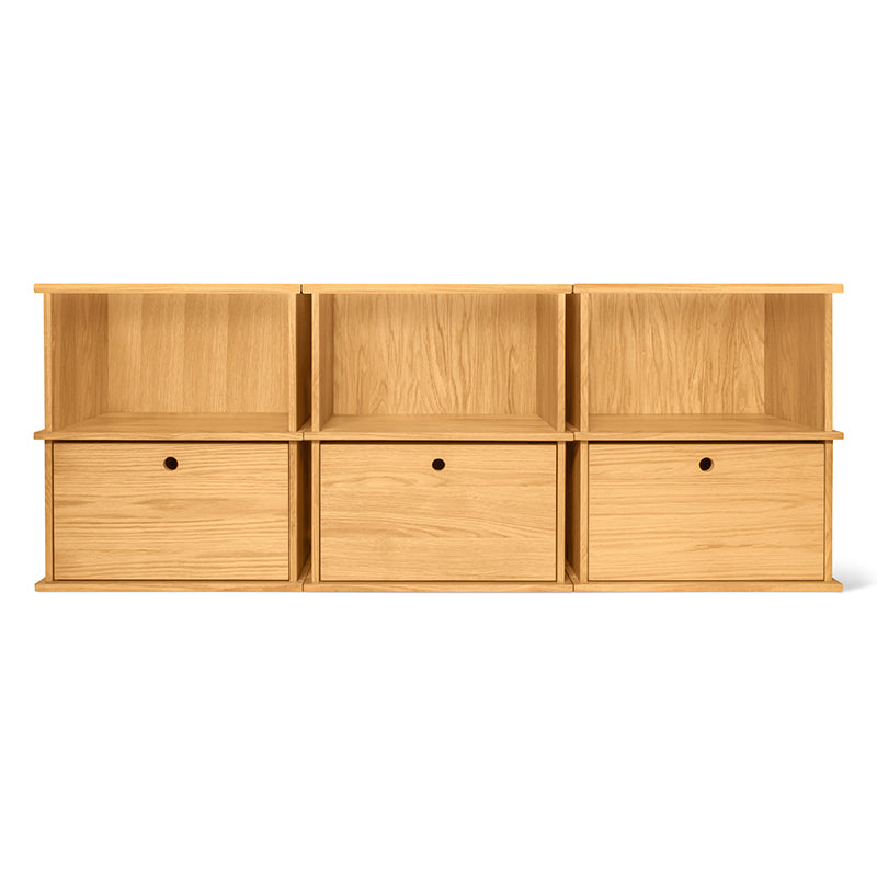 Keep Stacking Storage System 6-Piece, Open and Closed, White Oak